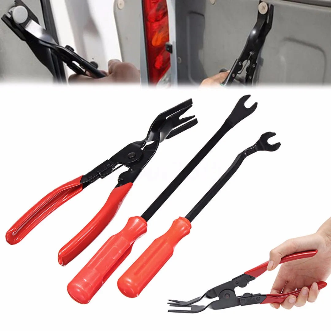 3pcs Steel & Nylon Car Door Trim Rivets Removal Auto Fastener Pliers & Puller Kit Tool Set for Car Door Fastener & Removal