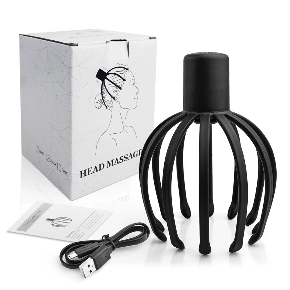 Octopus Claw Shape Electric Rechargeable Head Scratcher Hands-Free Scalp Massager for Hair Relief Beauty Personal Care