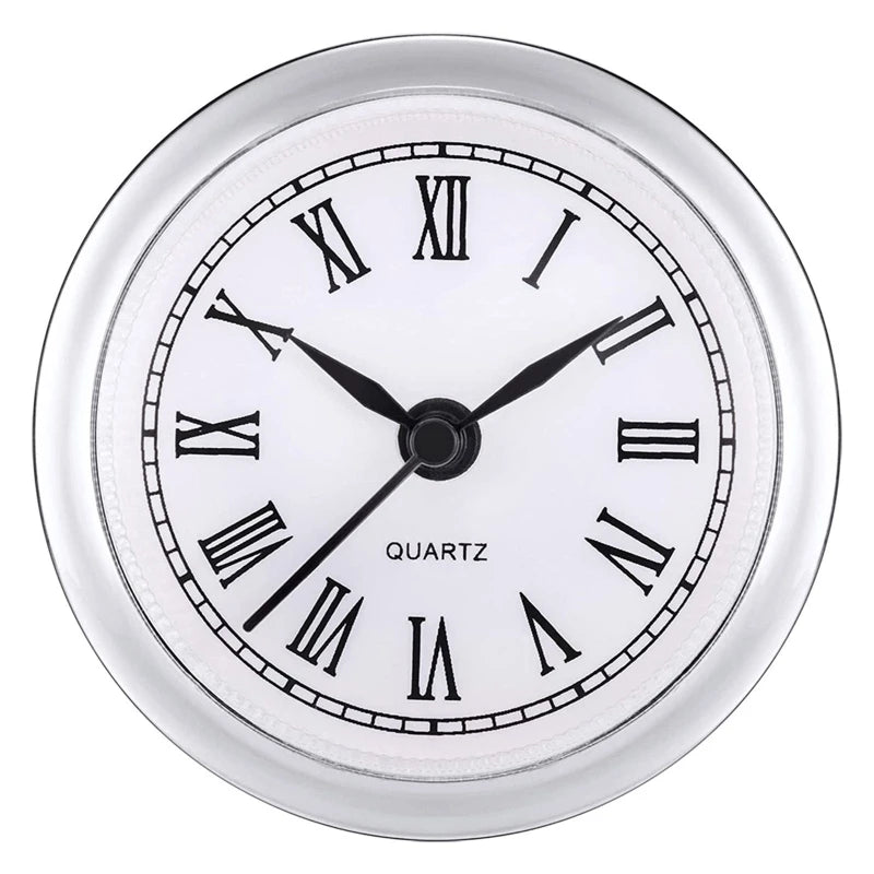 38MM Small Size Numbers Craft Quartz Silver Clock  Inserts Movement
