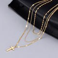 Gold Plated Pendant Cross Necklace Three Layered Stainless Steel Classic Women's Gift Trendy Customizable 7g Party Anniversary