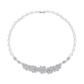 LUOTEEMI Wedding Engagement Luxury Multiple Flower Rhodium Plated Necklace AAA Cubic Zircon Setting for Women