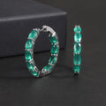 RZ0011 Abiding Custom Fine Jewelry Factory Inside Outside Hoops Green Agate Natural Gemstone 925 Sterling Silver Earrings Hoop