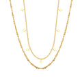 Ins Stainless Steel Stylish Rhombic Shaped Tassel Sequin Double Layered Titanium Steel Necklace Waterproof Bead Chain Necklace
