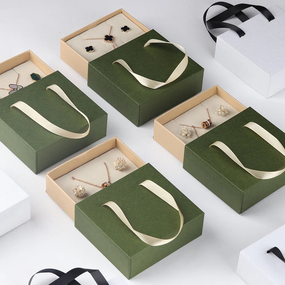 Luxury Design Pull Out Cardboard Drawer Jewelry Box for Ring Earring