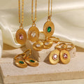 2023 Fashion New Stainless Steel 18K Gold-plated Texture Light Luxury Design Necklace Earrings Jewelry Set Spot Wholesale