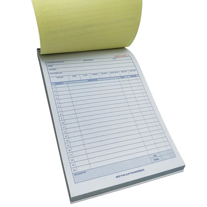 Wholesale Printing Carbonized Paper Invoice Book in Three Colors