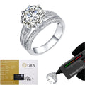 925 Sterling Silver Rhodium Plated  Round Cut Moissanite Ring Fashionable Light Luxury Wedding Ring for Women Female 4ct