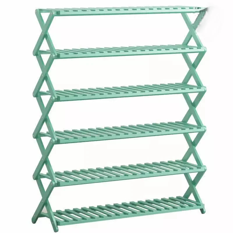 Modern Living Room Dormitory Multi-layer Space-saving Portable Installation-free Folding Storage Wooden Shoe Rack