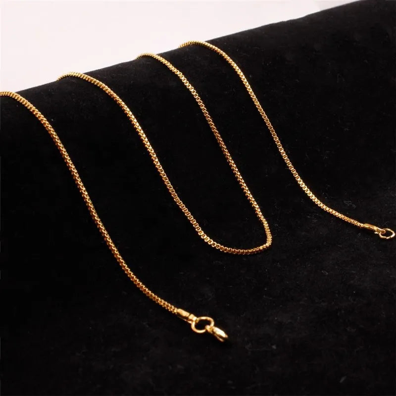 Normal Quality Fashion 2 mm Box Chain Choker Necklace With Silver or Gold Plating 16 Inches to 20 Inches