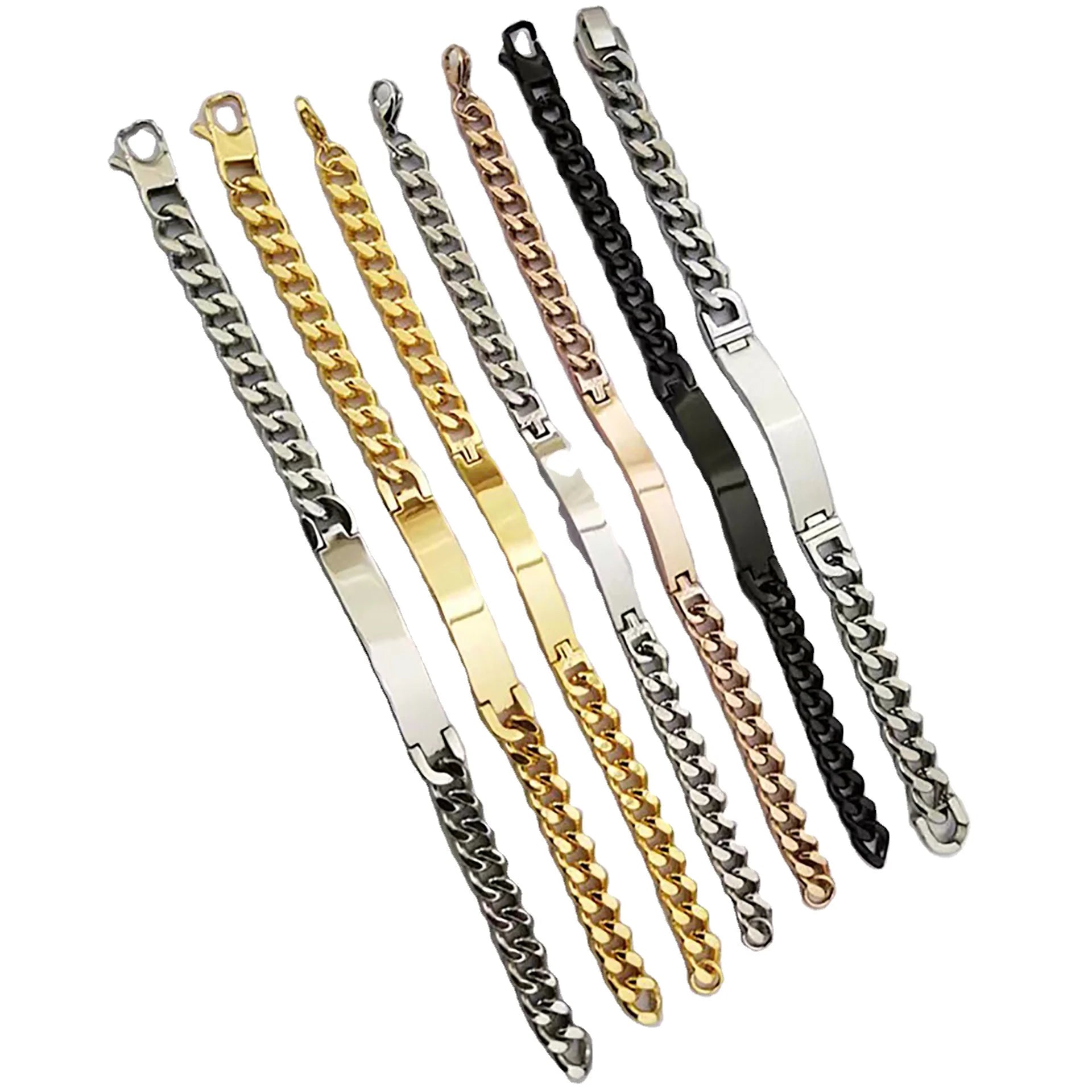 Gold Plated Jewelry Blank Custom Name Personalized Engraved Bracelet Stainless Steel for Engrave