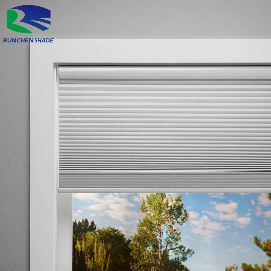 Modern Double Cellular Honeycomb Cordless Day Night Blackout Shades Electric Vertical for French Windows Built-In