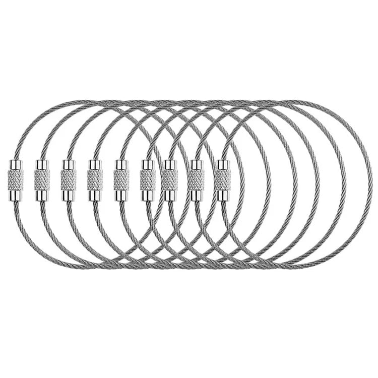 Custom Cheap Silver Stainless Steel Wire Rope Keychain