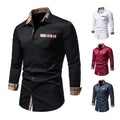 Men's Casual Long Sleeved Formal Shirt Pockets Single Breasted Breathable Garment Dyed Anti-Wrinkle