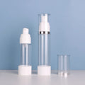 Silk Screen Logo Cosmetic Airless Pump Bottle Spray Container 15ml 30ml 50ml Skincare Packaging White Lotion Serum Bottle