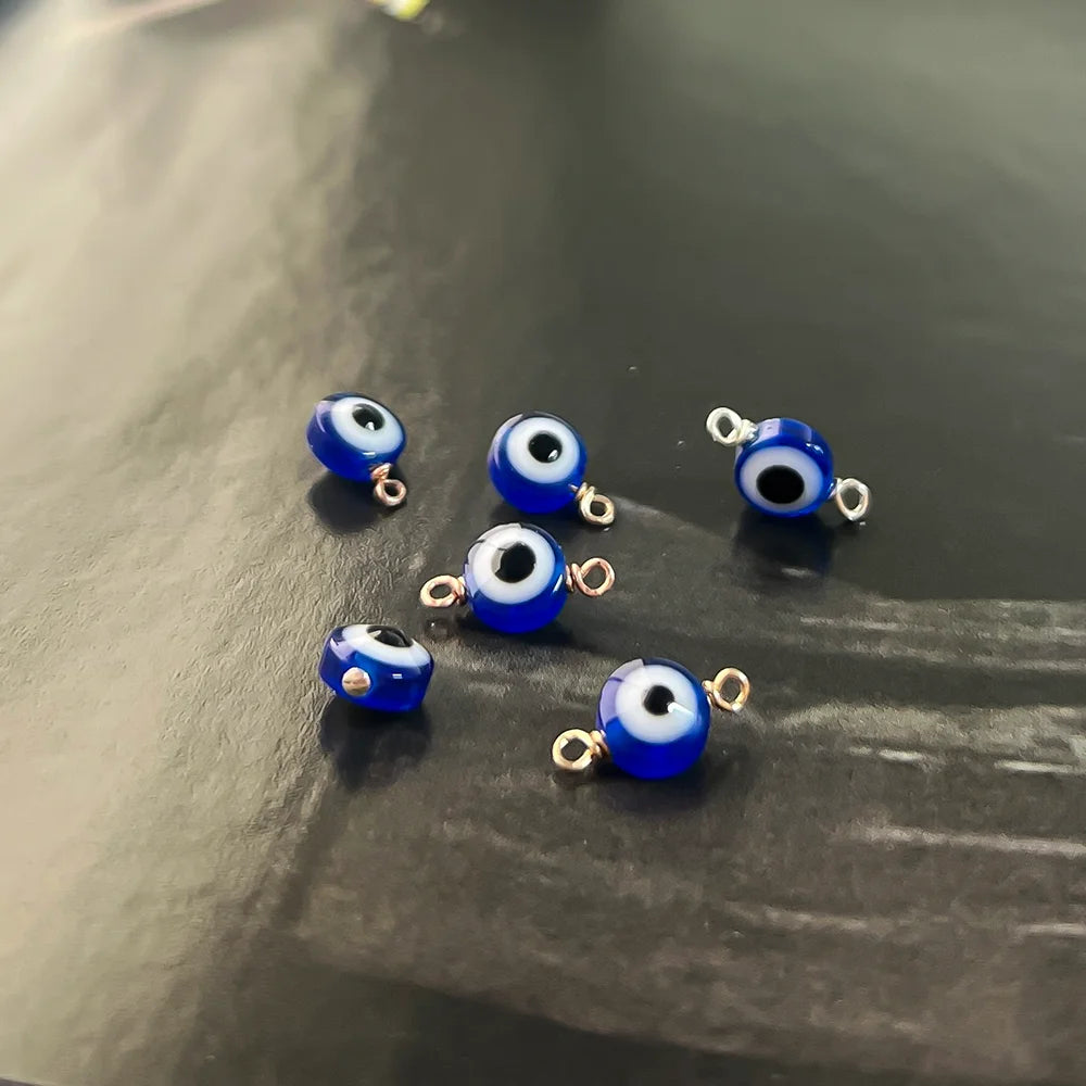 New Design 14K Gold Filled 6mm Evil Eye Charms Connector for Fashion Jewelry Making Pendant
