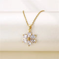 Crystal Zircon Flower Wedding Jewelry for Women Gold Color Stainless Steel Clavicle Chain Necklaces Female Gift Fashion