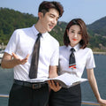 Summer Men Women Formal Wear Casual Work Dress Shirts Cotton Polyester Custom Logo Solid Color Short Sleeve Shirt