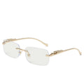 MF-2572 Square Cheetah Rimless Sunglasses Color Men and Women Leopard Head Glasses Metal Wholesales Sunglasses