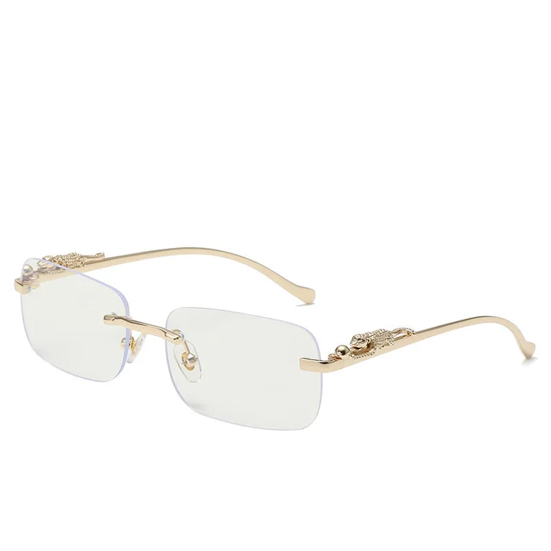 MF-2572 Square Cheetah Rimless Sunglasses Color Men and Women Leopard Head Glasses Metal Wholesales Sunglasses