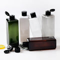 Stock Black Plastic Rectangle 300ml/500ml Bathroom Shampoo Bottle Empty Container for Shower Gel and Lotion