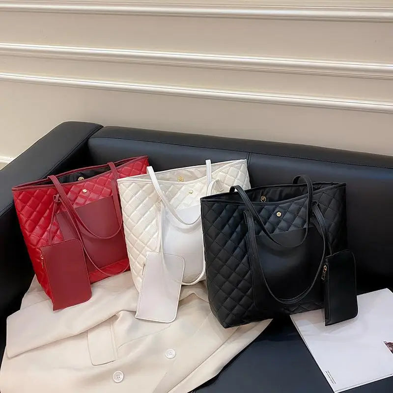 Wholesale Cheap Price Tote Bag New Large Capacity Two-piece Set Women Fashion Pure Color Shoulder Bag