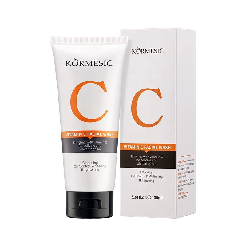 Private Label KORMESIC Whitening VC Face Wash Lightening Moisturizing Vitamin C Facial Foaming Cleanser