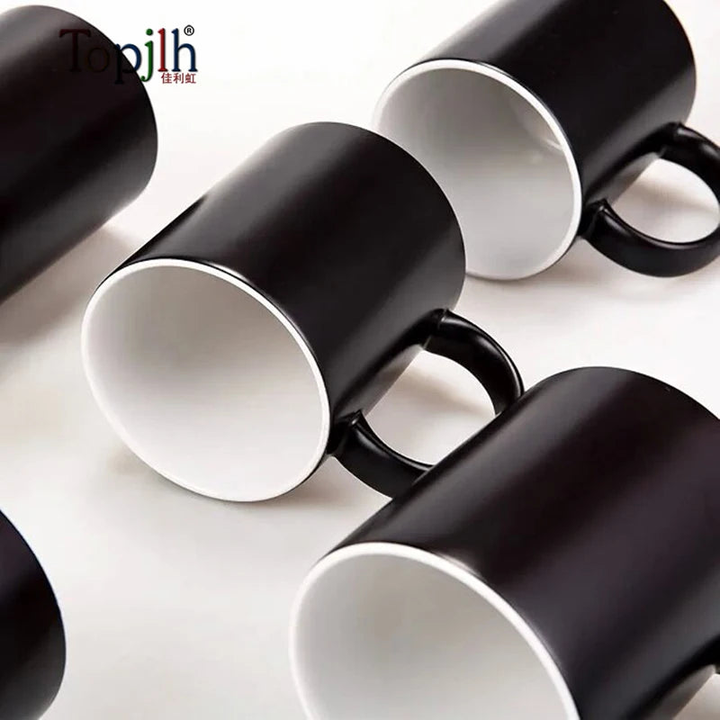 Topjlh Sublimation Ceramic Magic Mugs Color Changing Mug Magic Great 11 oz Coffee Mug with Handle Hot Selling