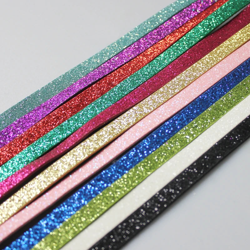 10pcs/lot Double Sides Glitter Strips 1 Meter Long Belt 8mm Width 1 Meter Length PU Leather Glint Band Strap DIY Findings