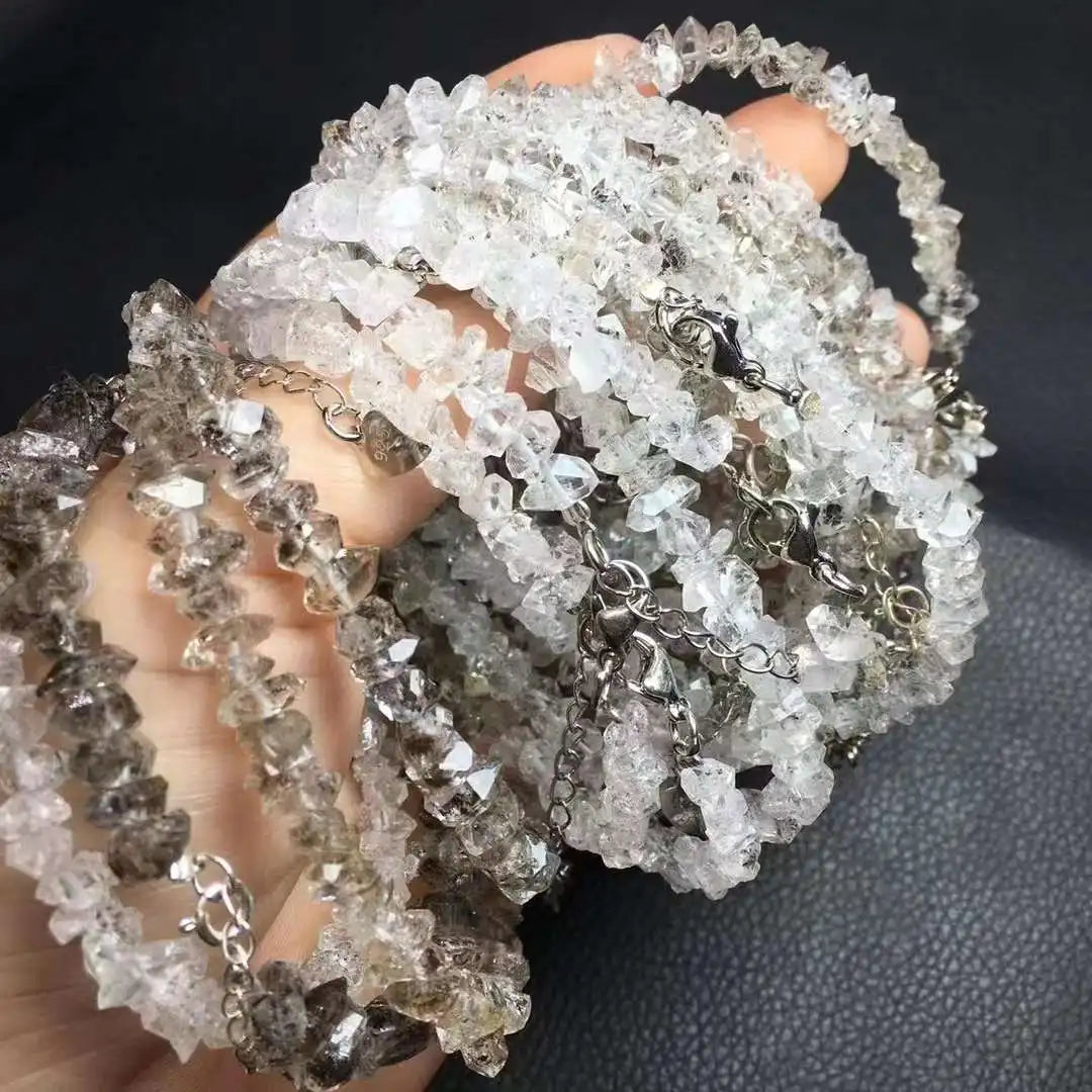 Herkimer Diamond Quartz Mineral Crystal Beads Jewelry Making Bracelet for Gift
