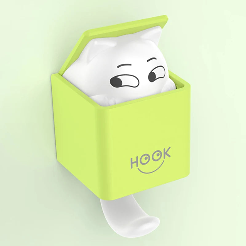 Heavy Load Self-Adhesive Hooks for Kids Girls Kitchen Bathroom RK-W24 Wall Mounted Cute Cat Hooks