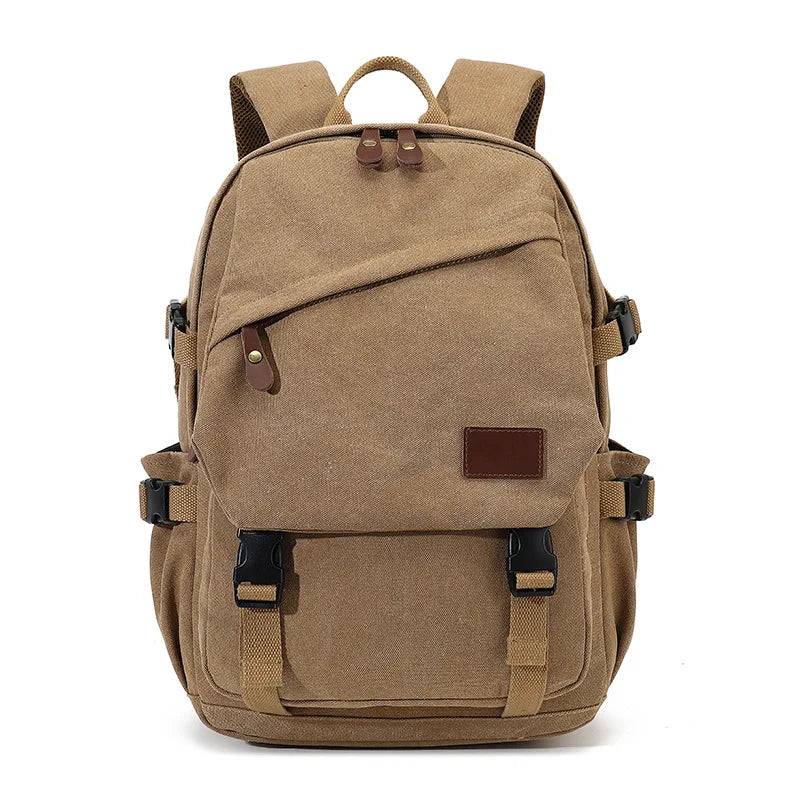 Wholesale Custom Designer Luxury Men's 15 Inch Laptop Backpack Business Vegan Canvas Bag Waterproof Vintage Style Zipper Closure