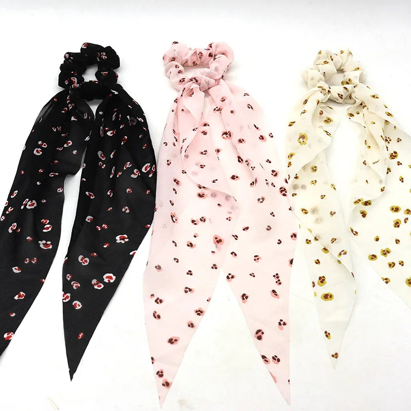 New Women Headband Scrunchie Chiffon Elastic Hair Band Bow Scarf Hair Ropes Ties for Girls Hair Accessories