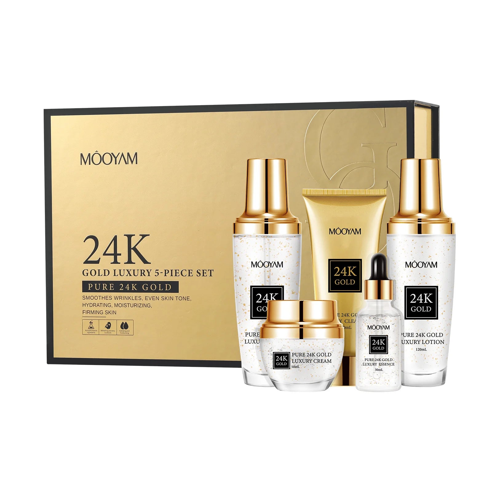 Private Label Factory Wholesale Price Brightening OEM Facial Care Vitamin C Anti Aging Collagen 24K Gold Skin Care Set