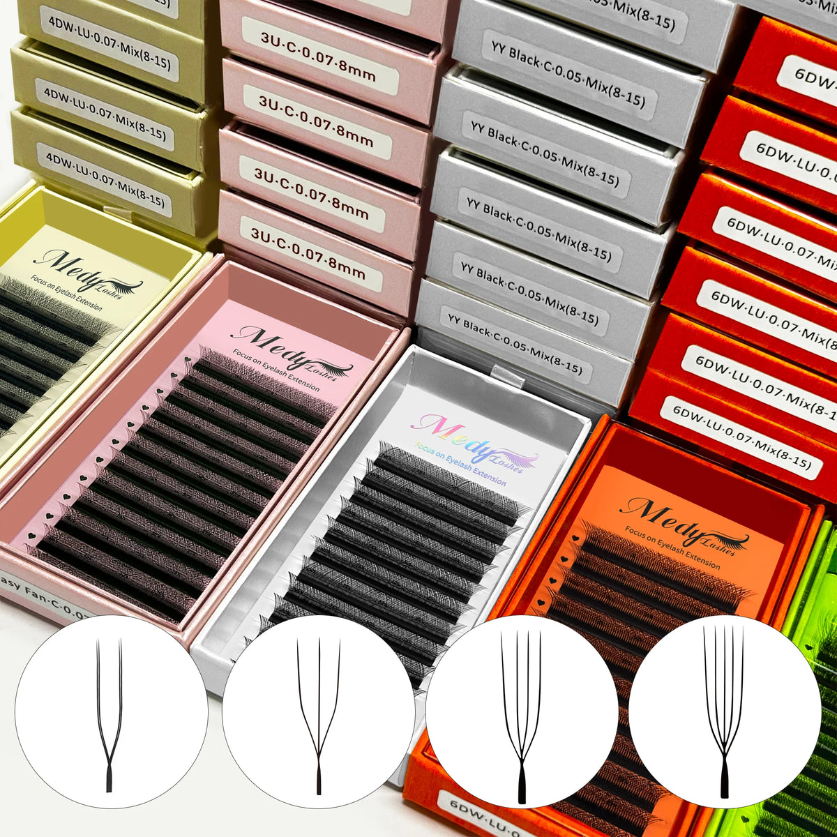 Medylash New3D4D5D U YY Lashes U-Shape Fasion Lash Custom Cruel Label False Eyelashes 2d Lash Extension YY UU MegaBDM