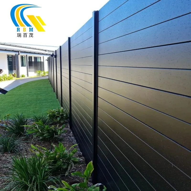 Customizable Aluminum Privacy Fence Panels Modern Horizontal Slat Design Durable Outdoor Garden & Yard Fencing