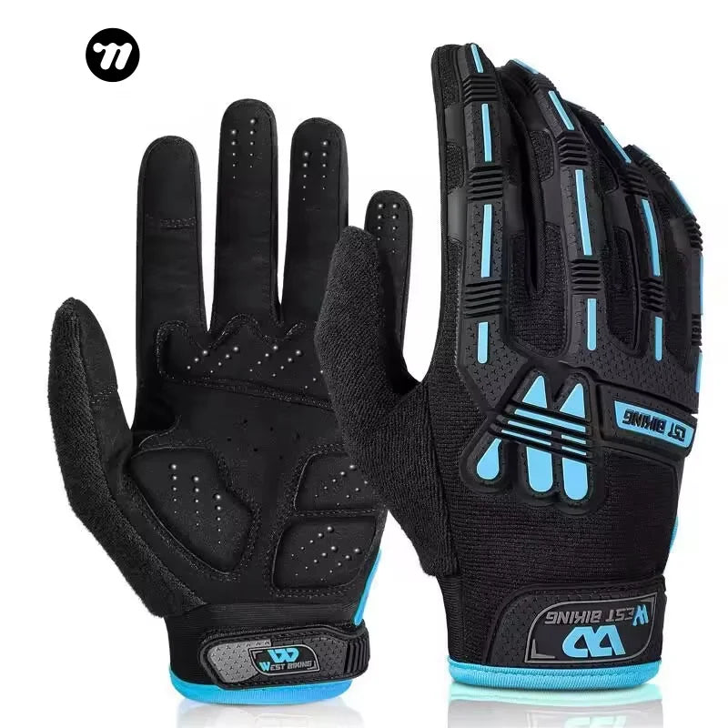 WEST BIKING Winter Full Finger Thermal  Mountain Racing Bike Gloves Windproof Anti-slip Biking Shock Absorbing Gloves