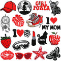 New Design Black Red Color Iron on Embroidered Creative Clothes Patches for Garment Bag Hat