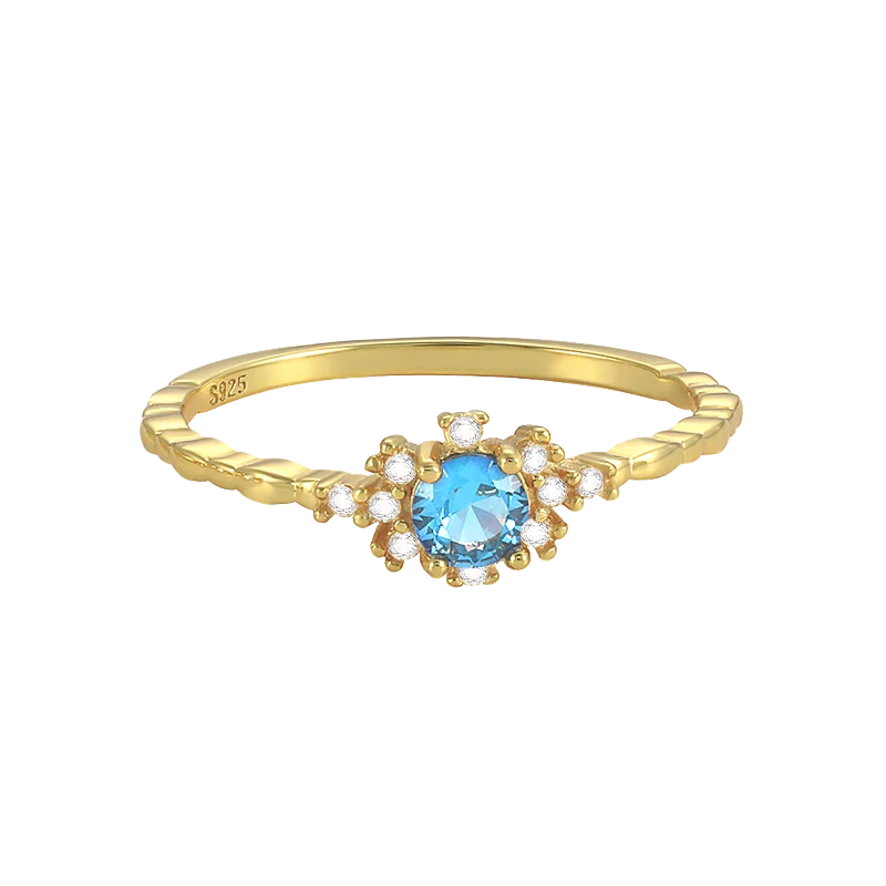 Crystal Women Finger Rings 925 Sterling Silver Engagement Jewelry Anillos Bague Femme Blue Zircon Snowflakes Sapphire Rings