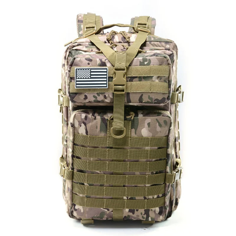 Large Capacity 45L Waterproof Assault Pack  Camouflage  Outdoor Hiking Camping Travel Bag Tactical Backpack