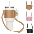 Hot Sale 40oz Tumbler Tote Water Bottle Holder Faux Leather Cup Cover Outdoor Cup Sleeve With Carrier Strap