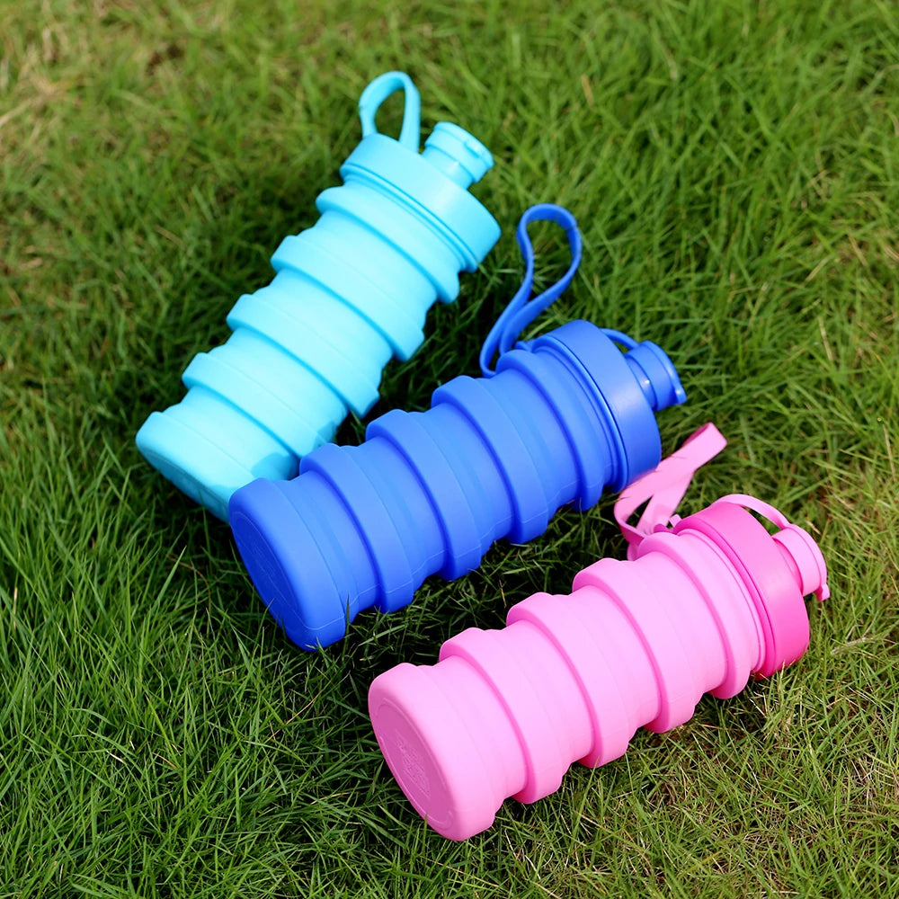 2022 Hot Seller Sport Style 400ml Silicone+Plastic Water Bottle Foldable Design Lid 4L