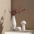 Popular Elegent Simple Plain Fired Ceramic White Vase Decoration Living Room Desktop Art Dried Flower Vase Wedding Table Decor