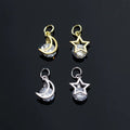 8mm Small Sterling Silver Zircon Star Charms 925 Silver Moon Charms for Jewelry Making