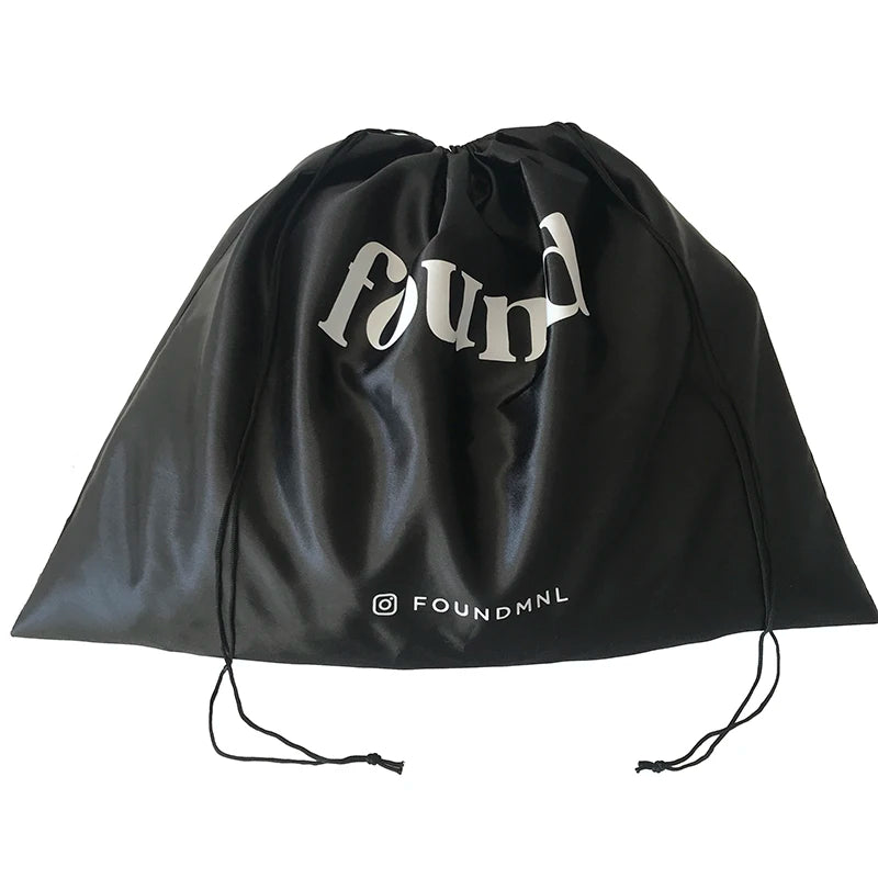 Custom Logo 60x50cm Black Satin Reusable Recyclable Drawstring Dust Bags for Handbag Gift