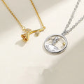 Luxury Shining Silver Color Zircon Rose Little Prince Pendant Personality Couple Necklace Gift New Hot Selling