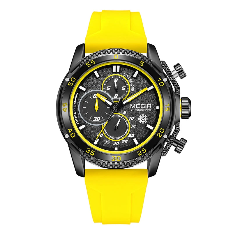 Montre Homme Megir 2211 Original Brand Chronograph Men Wrist Watches Quartz Analog Silicone Sport Watch