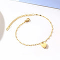 18k Gold Plated Dainty Jewelry Adjustable Stainless Steel Heart Link Bracelet Anklet