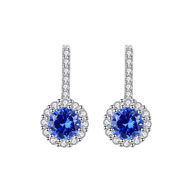 Hot Selling 925 Sterling Silver Full CZ Diamond Big Zircon Gemstone Round Shape Stud Earrings