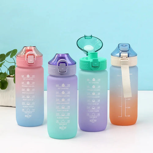 0.6L 20oz Plastic Sport Travel Motivational Water Bottles Bpa Flip Top Cover Drink Gym Water Bottle for Gym