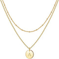 European American Popular Fashion Layered Necklace 26 Alphabet Natural Versatile Gold Plated Initial Necklace for Women